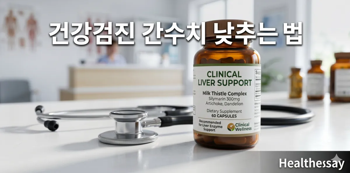 건강검진 간수치 낮추는 법 위한 영양제 병이 놓인 모습