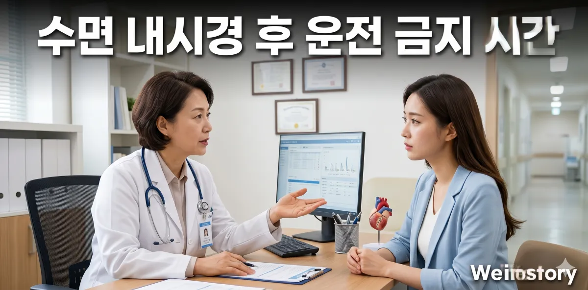 수면 내시경 후 운전 금지 시간 지침을 안내하는 모습