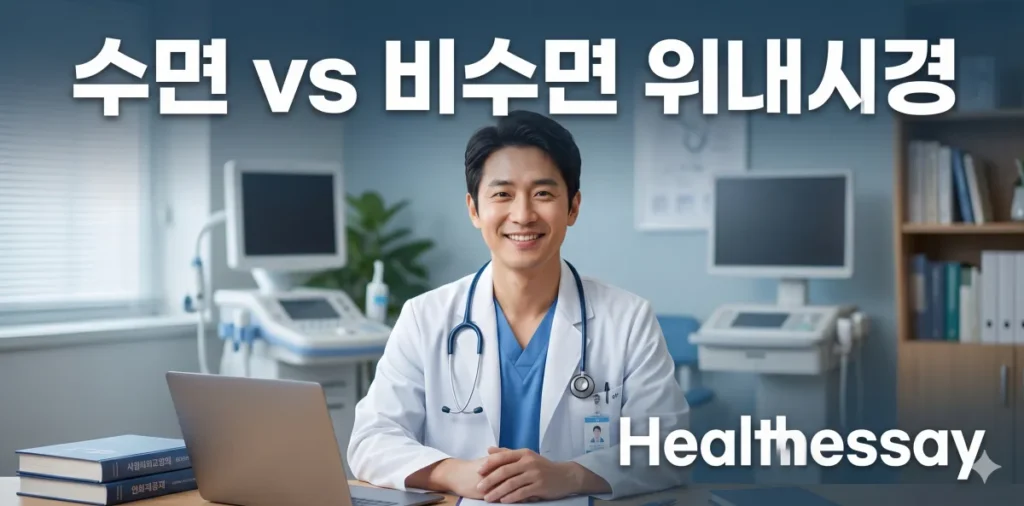 수면 위내시경 비수면 차이를 설명하는 신뢰감 있는 의료진 모습
