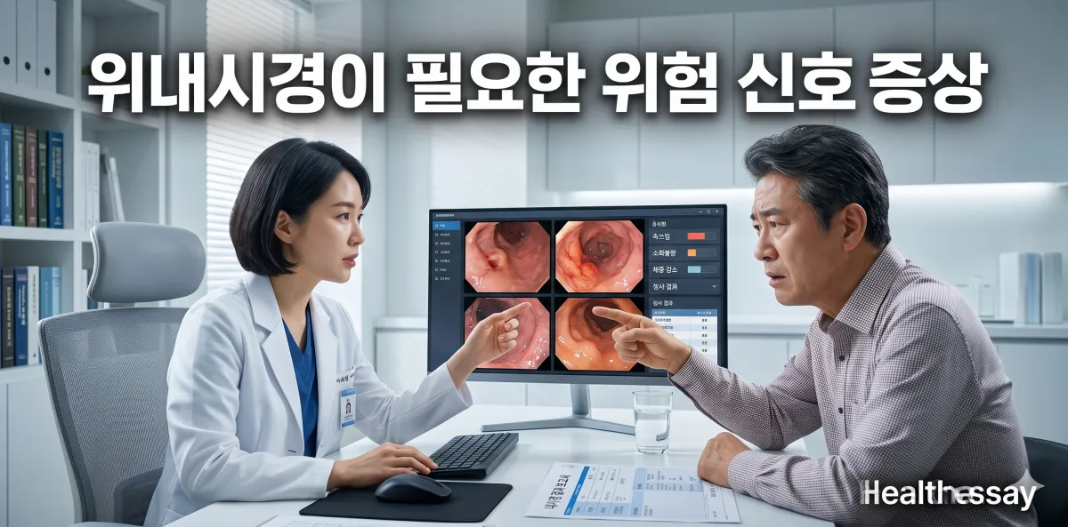 상담을 통해 위내시경이 필요한 위험 신호 증상을 분석하는 모습