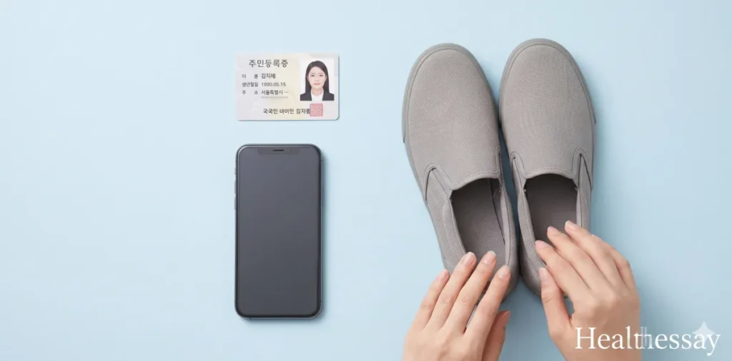 위내시경 준비물인 신분증과 편한 복장을 미리 챙겨둔 모습