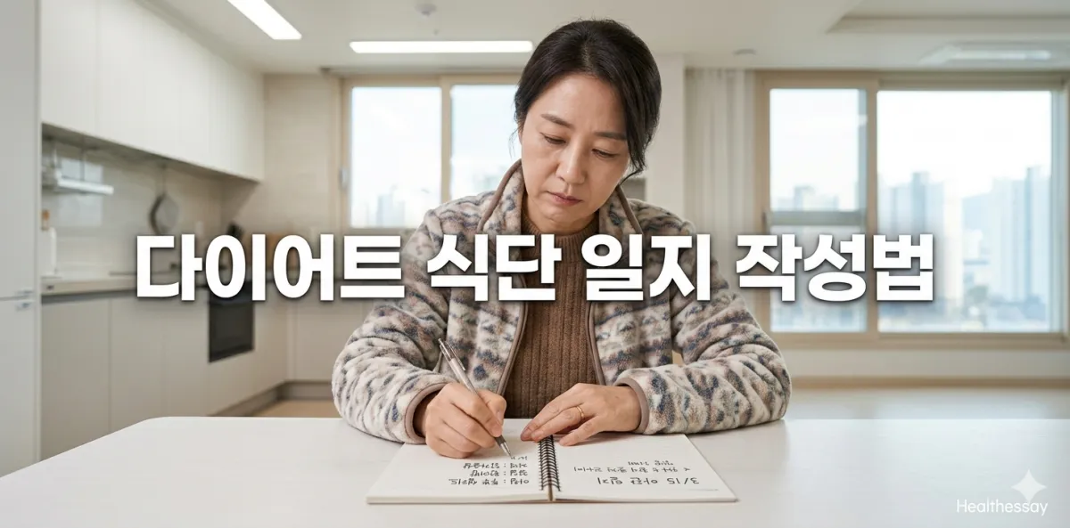 다이어트 식단 일지 작성법 목표를 달성하기 위해 책상에 앉아 꼼꼼히 기록하는 모습