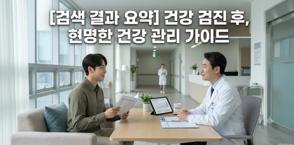 건강검진 추가 검사 항목 선택할 때 고민되는 점들을 상담실에서 확인하는 모습