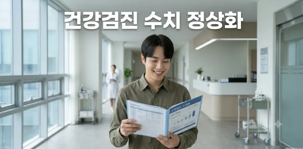 건강검진 수치 정상화 후, 대사증후군 평생 유지 방법 가이드 2 건강검진 수치 정상화 결과를 받아보고 기뻐하는 모습