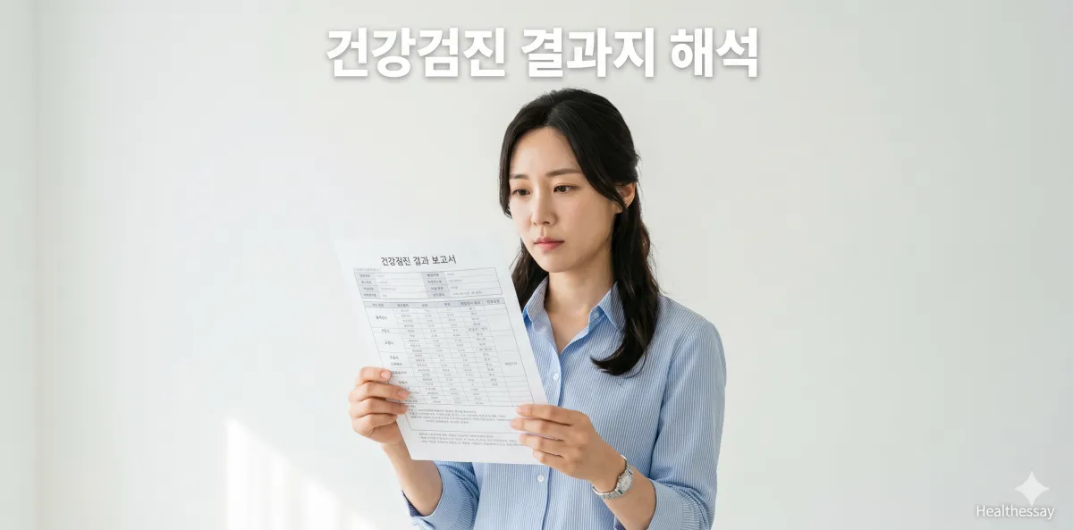 건강검진 결과지 해석 방법을 익히고 자신의 상태를 진지하게 살피는 모습