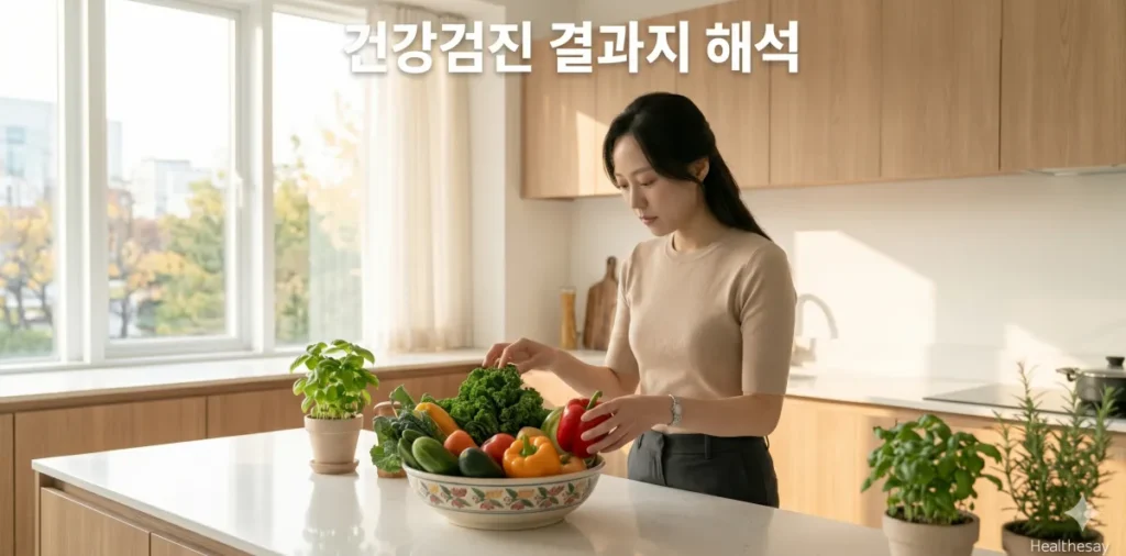 건강검진 우선순위 체크리스트 실천을 위해 신선한 채소를 고르는 모습
