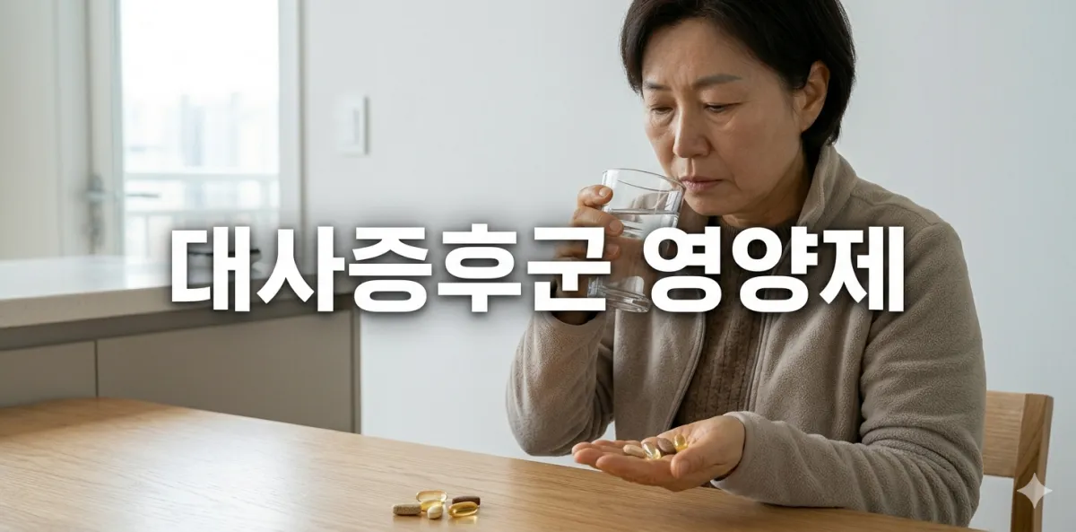 만성피로를 확실히 해결하는 대사증후군 영양제 섭취를 위해 캡슐을 들고 있는 모습