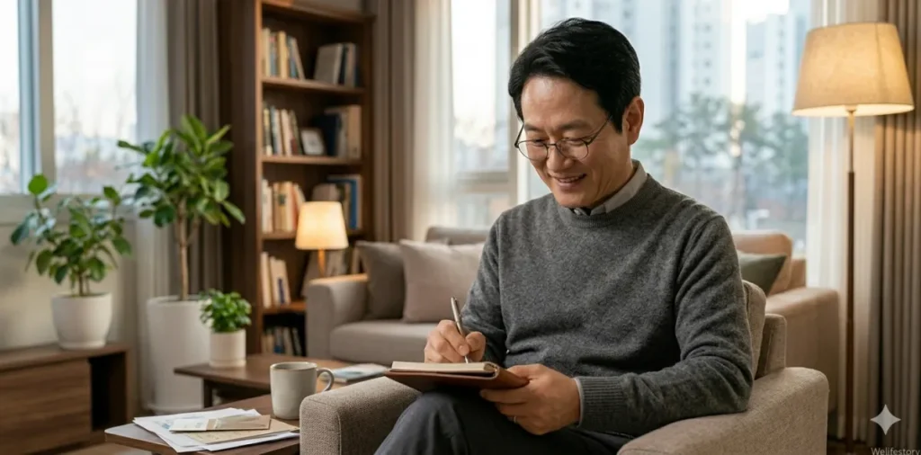 혈당 스파이크 막는 식사 순서, 거꾸로 식사법 실전 가이드 7 올바른 식사 순서 원칙을 지키면서 긍정적인 건강 습관 변화를 기록하며 웃는 모습