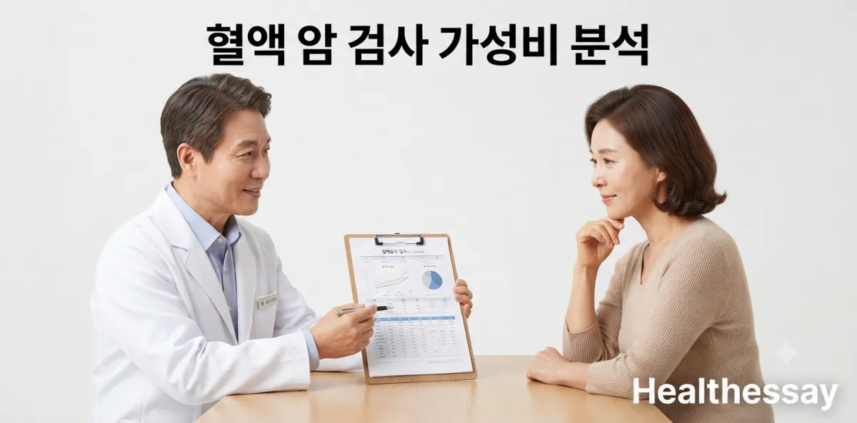 혈액 암 검사, 암검진 패키지 비용과 종양표지자 검사 가이드 1 담당 주치의와 마주 앉아 혈액 암 검사 가성비 분석 결과를 확인하는 장면