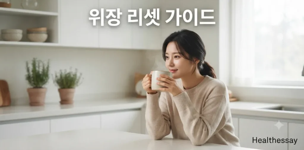 만성 위염 장염 식단 관리를 위해 매일 아침 따뜻한 물 한잔 마시는 여성