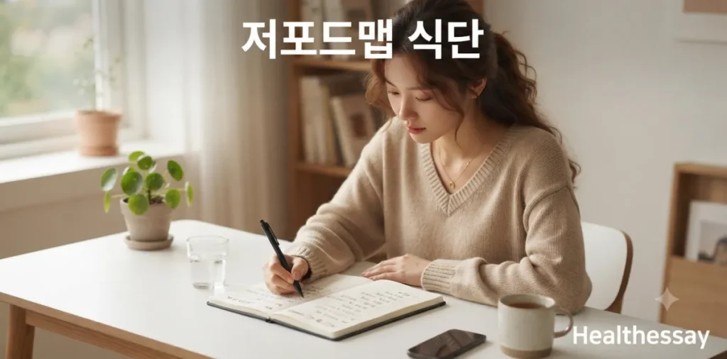 과민성 대장증후군 저포드맵 식단, 2주 가스형 실전 식단표 2 과민성 대장증후군 저포드맵 식단 관리를 위해 계획표를 꼼꼼하게 작성하고 있는 모습