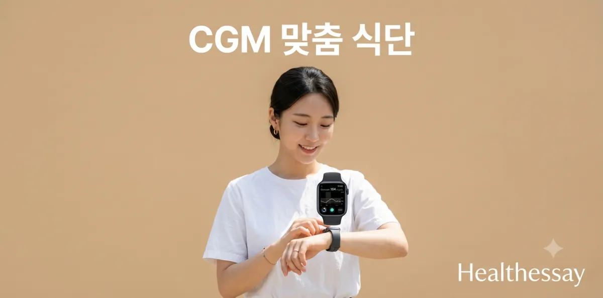 놀라운 연속혈당측정기 다이어트 효과 입증을 위해 스마트워치를 확인하는 모습