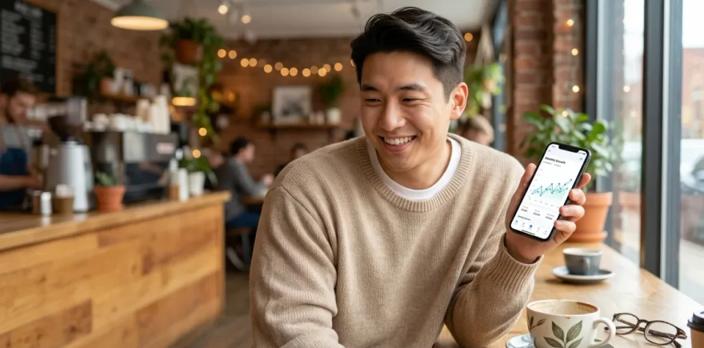 숨겨진 뱃살과 내장지방 빼는법 데이터 수집을 위해 실시간 앱 화면을 점검하는 모습